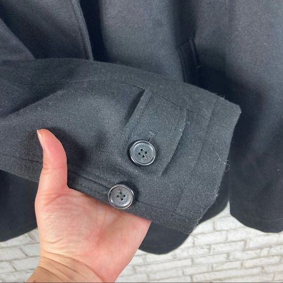 London Fog Men’s Black Wool blend Peacoat Size Large Great Preowned Condition - Picture 5 of 7